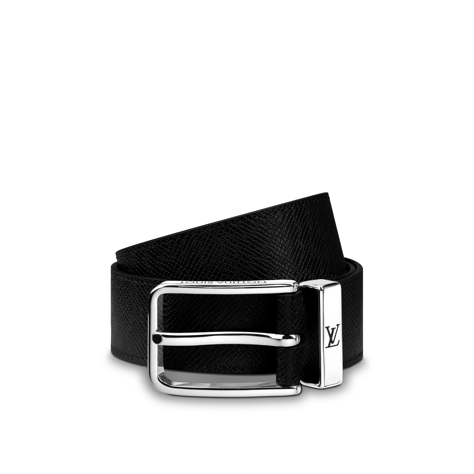 Pont Neuf Mm Belt Luxury Taiga Leather Black Louis Vuitton